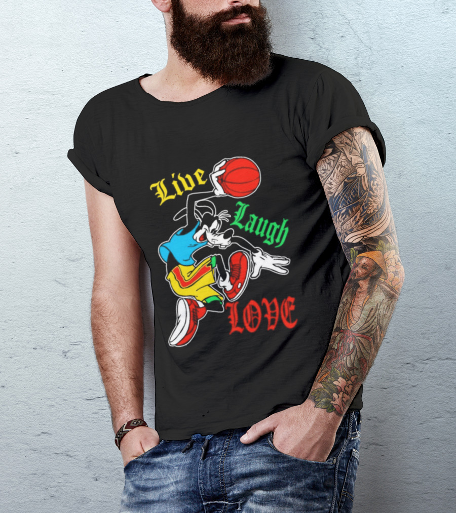 Live Laugh Love Goofy Basketball Colorful Dunk T-Shirt