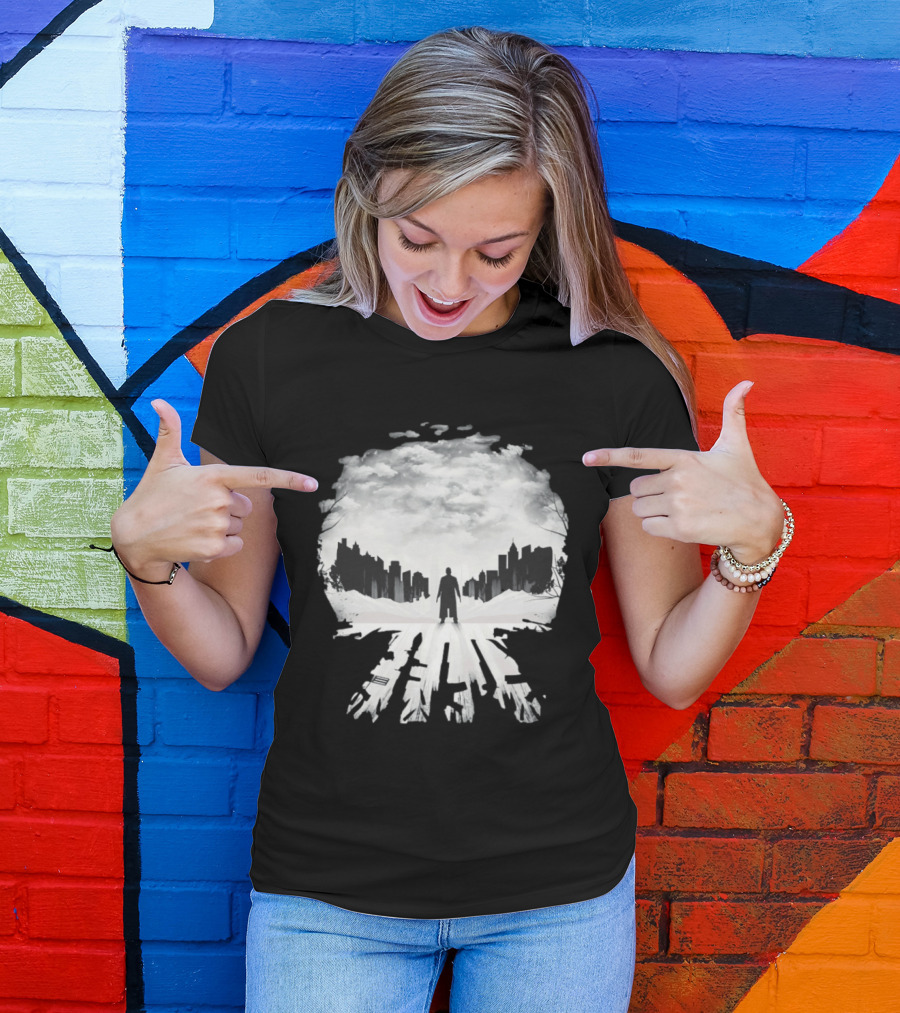 Punisher One Last Kill Urban Silhouette Black And White T-Shirt