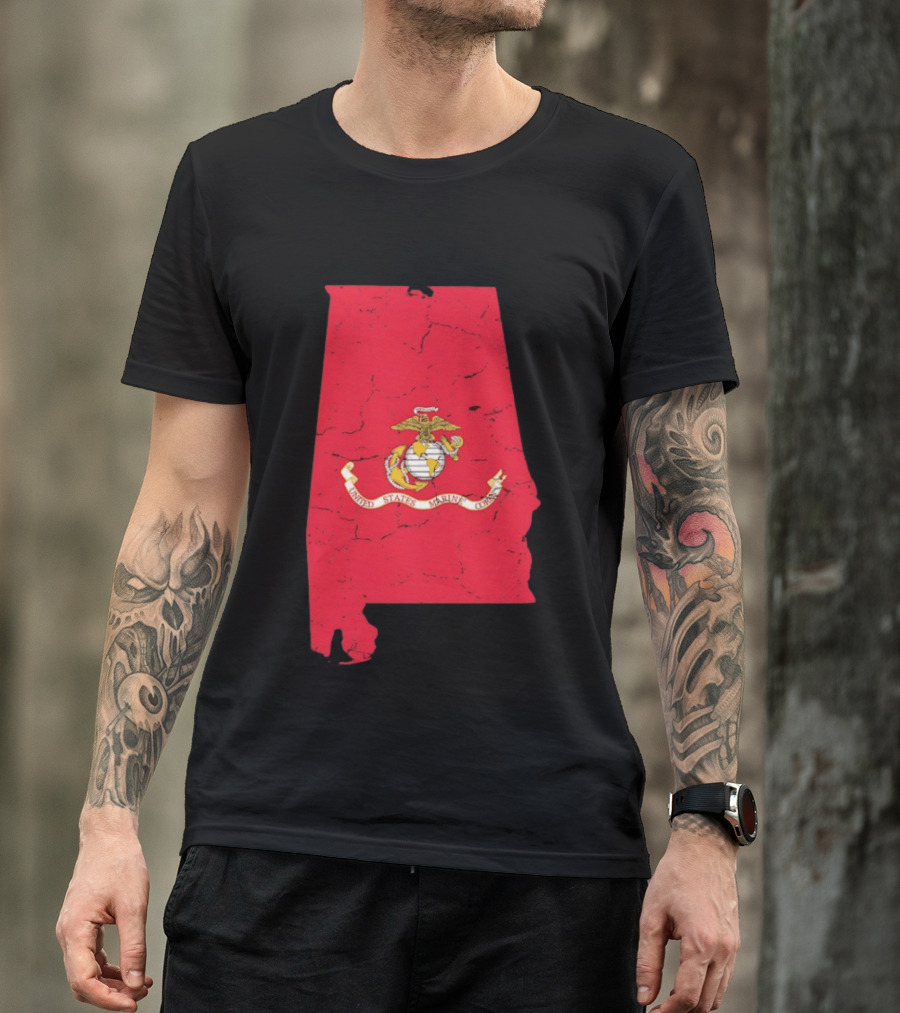 United States Marine Corps Alabama Emblem Map T-Shirt
