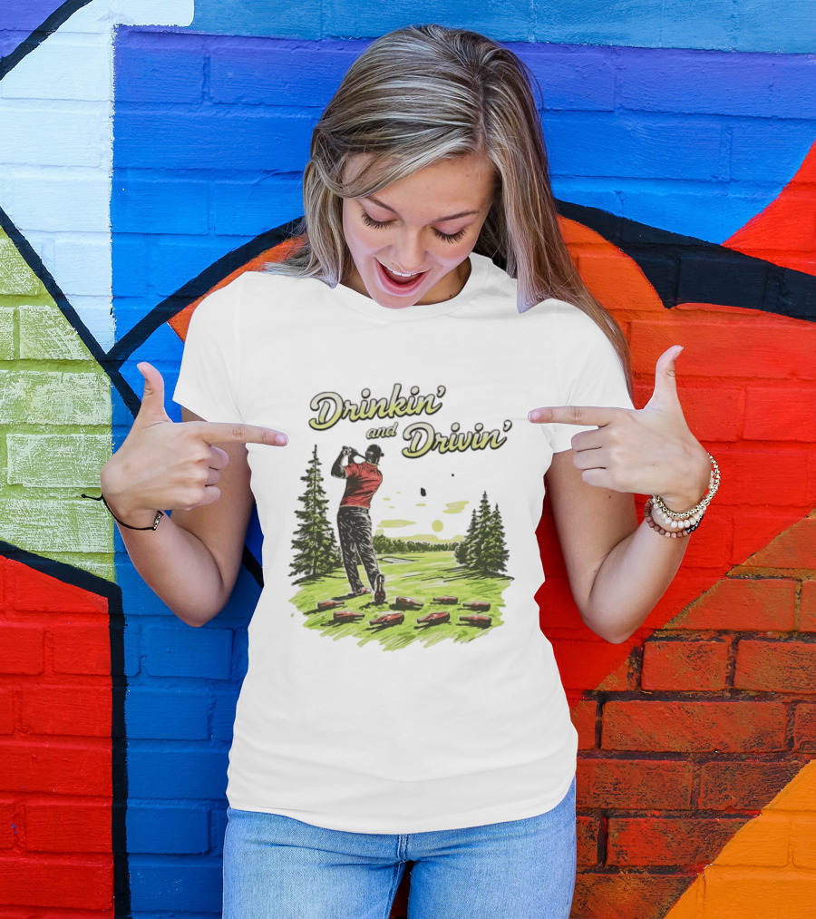 Drinkin' And Drivin' Golfer With Bottles On Golf Course T-Shirt