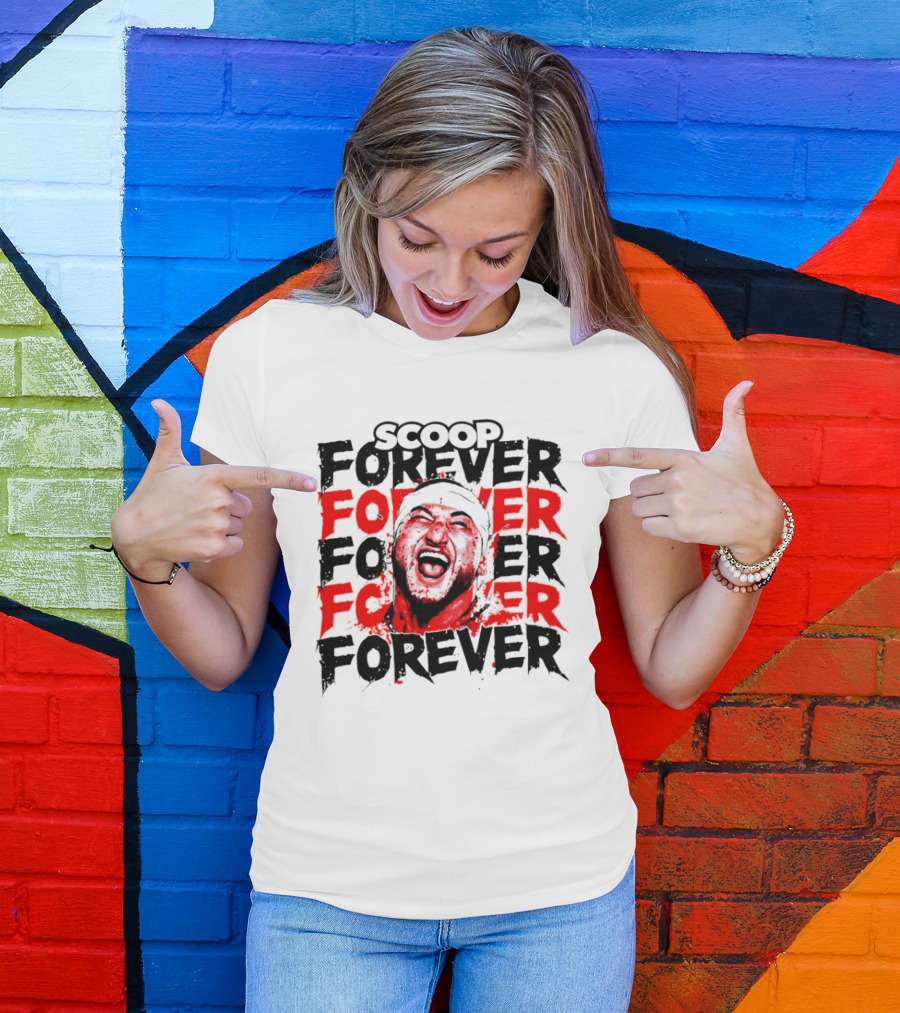 Scoop Forever Forever Text With Energetic Face T-Shirt