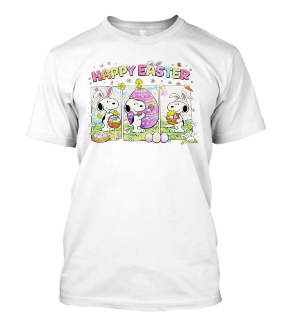 Hoppy Easter Snoopy Bunny Eggs With Woodstock Peanuts Celebration T-Shirt