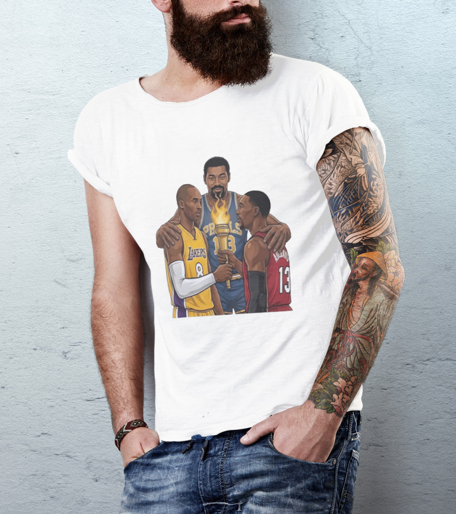 Wilt Chamberlain Kobe Bryant Lakers Bam Adebayo Miami Heat Passing The Torch T-Shirt