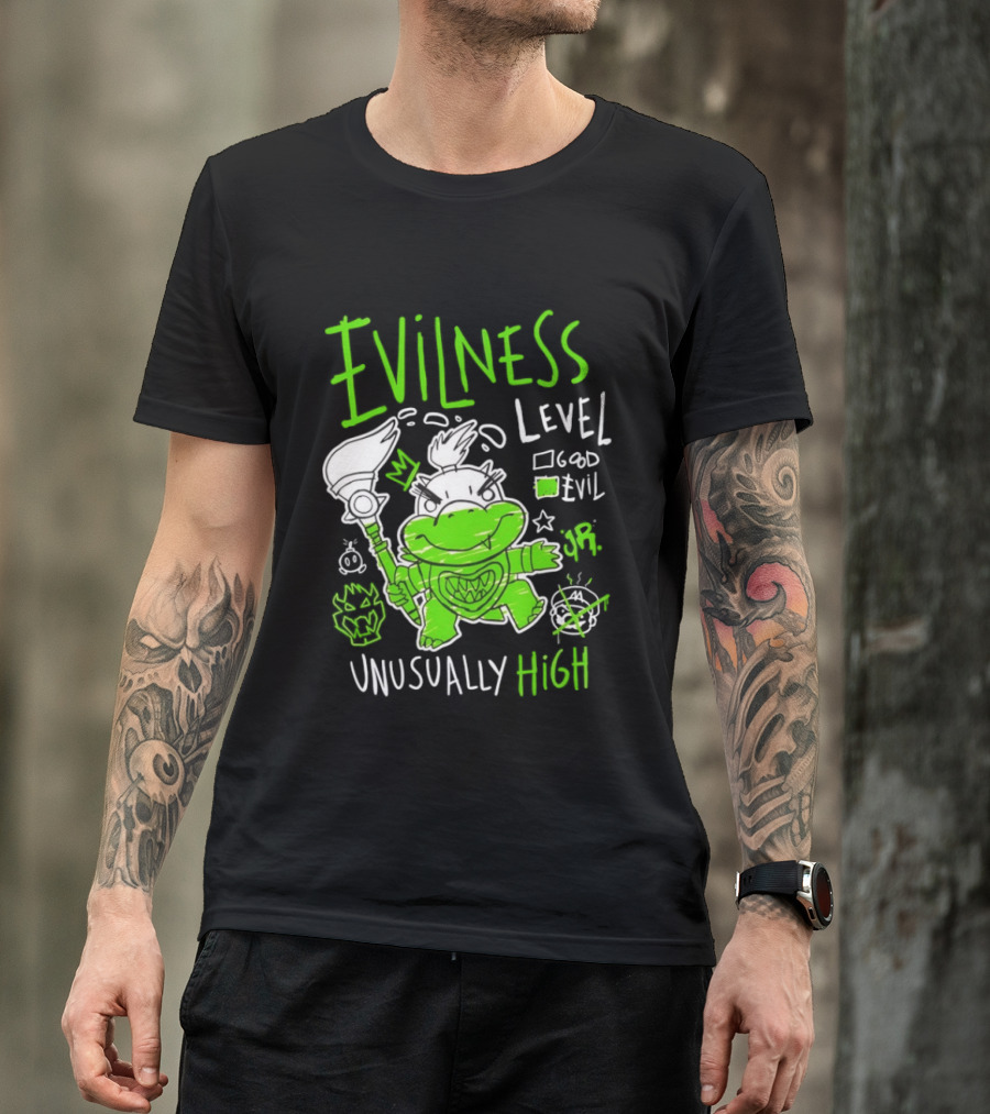 Baby Bowser Evilness Level Unusually High Mischievous Green T-Shirt