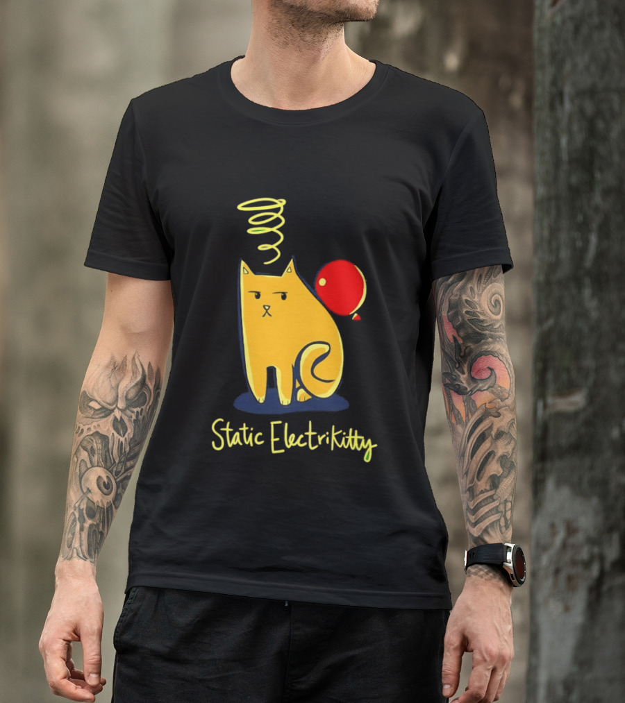 Static Electricity Cat Balloon Fun T-Shirt