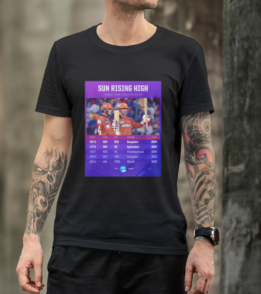 Sun Rising High SRH Highest Team Totals IPL 2024 Bengaluru Hyderabad Visakhapatnam Mohali T-Shirt