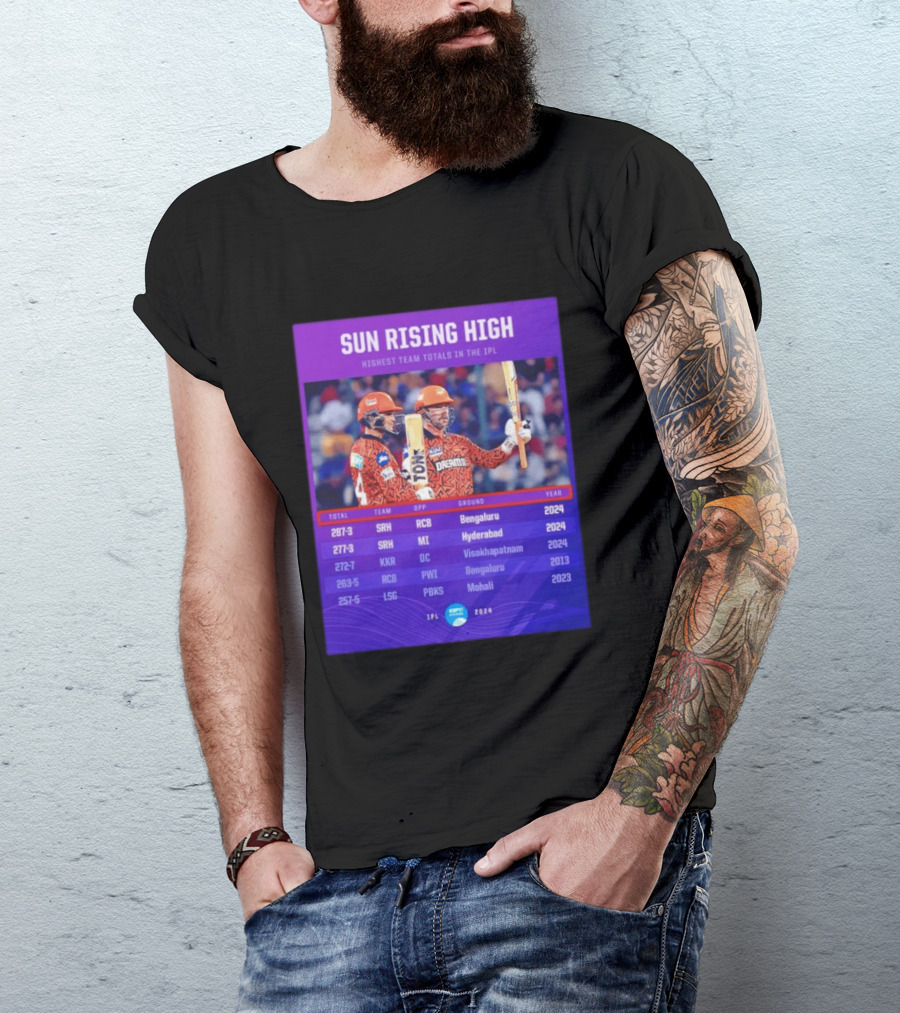 Sun Rising High SRH Highest Team Totals IPL 2024 Bengaluru Hyderabad Visakhapatnam Mohali T-Shirt