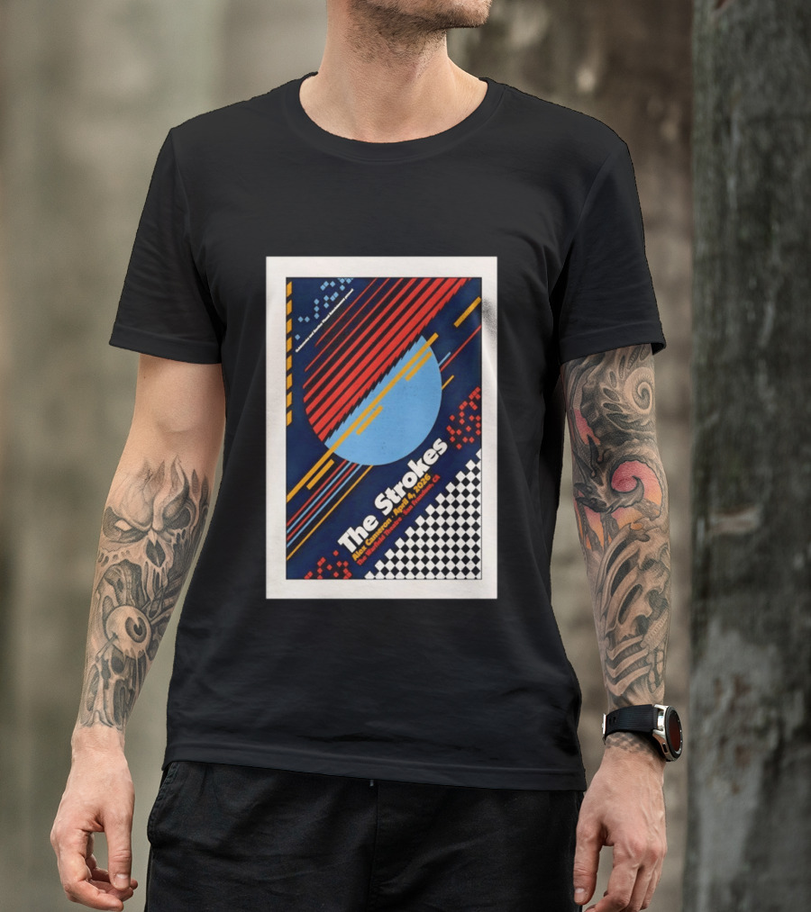 The Strokes Alex Cameron April 4 2026 San Francisco CA Checkerboard Stripes T-Shirt