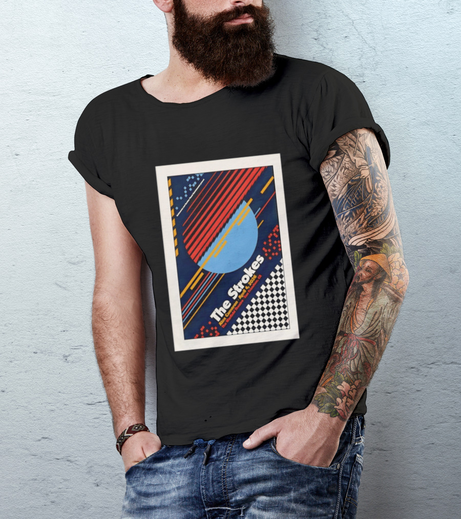 The Strokes Alex Cameron April 4 2026 San Francisco CA Checkerboard Stripes T-Shirt