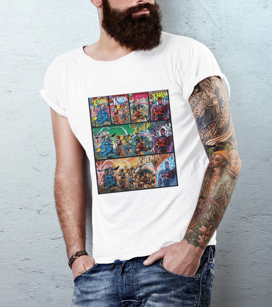 X Men The Animated Series Marvel Comics Classic Covers Wolverine Magneto Cyclops Storm T-Shirt