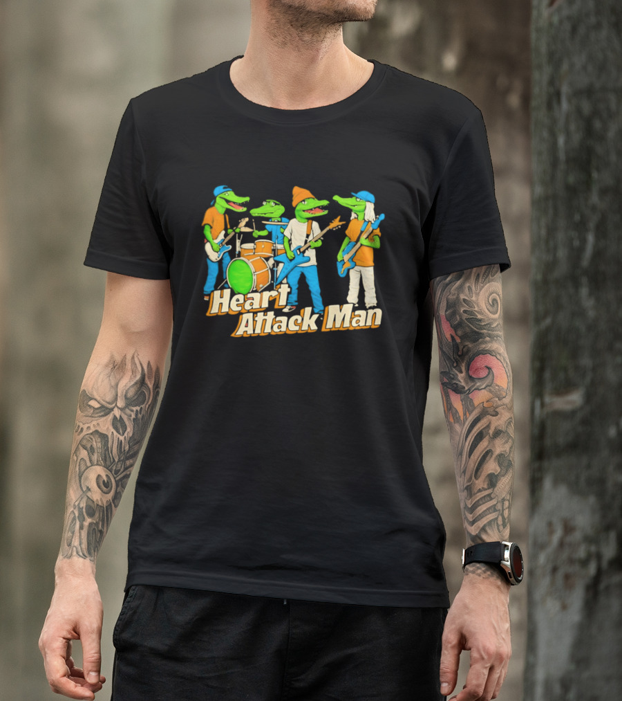 Heart Attack Man Gator Band Playing Music T-Shirt