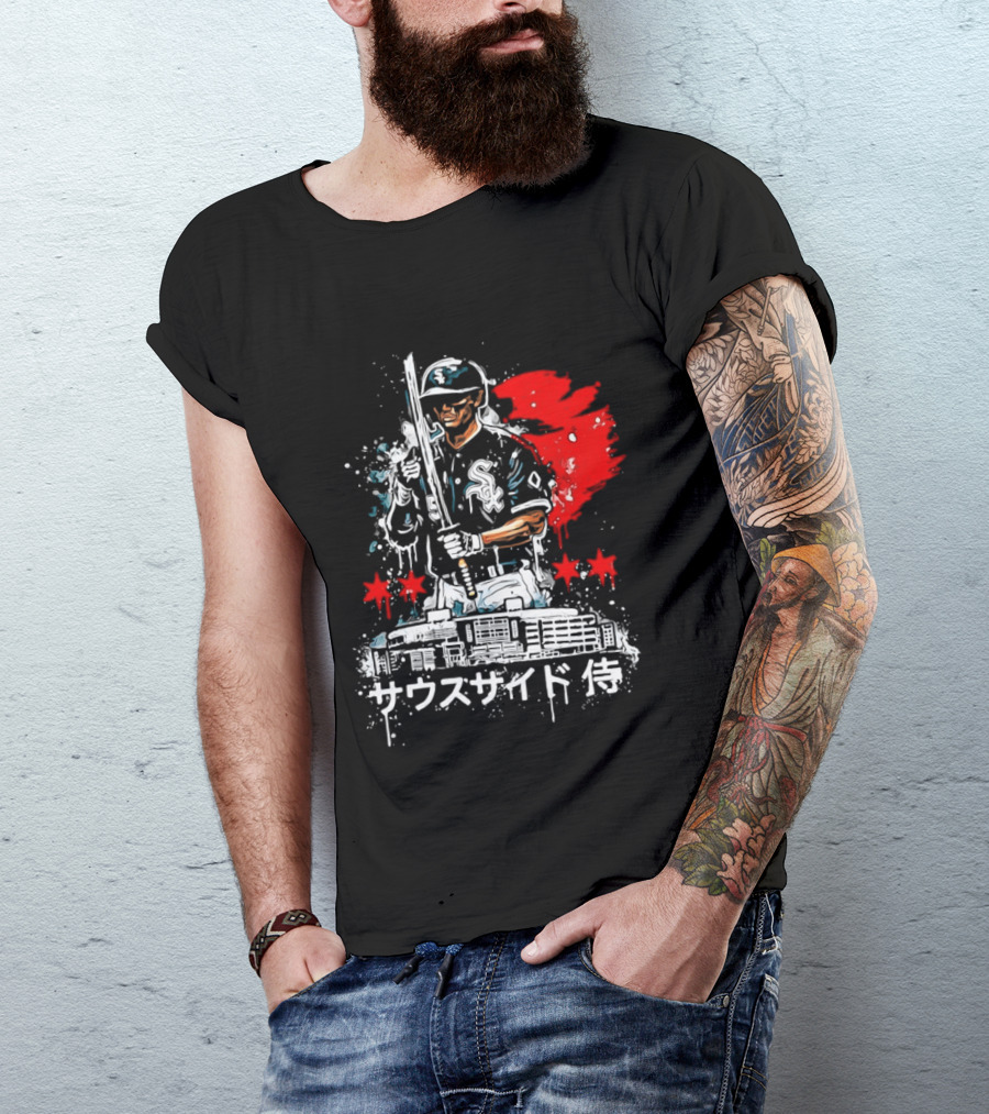 Southside Samurai Chicago White Sox Baseball Japanese Art Stadium Batting Samurai T-Shirt