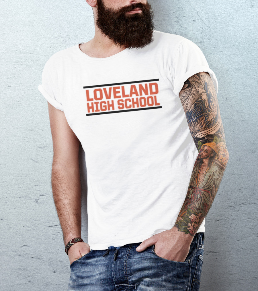Loveland High School Red Lettering Bold Block T-Shirt