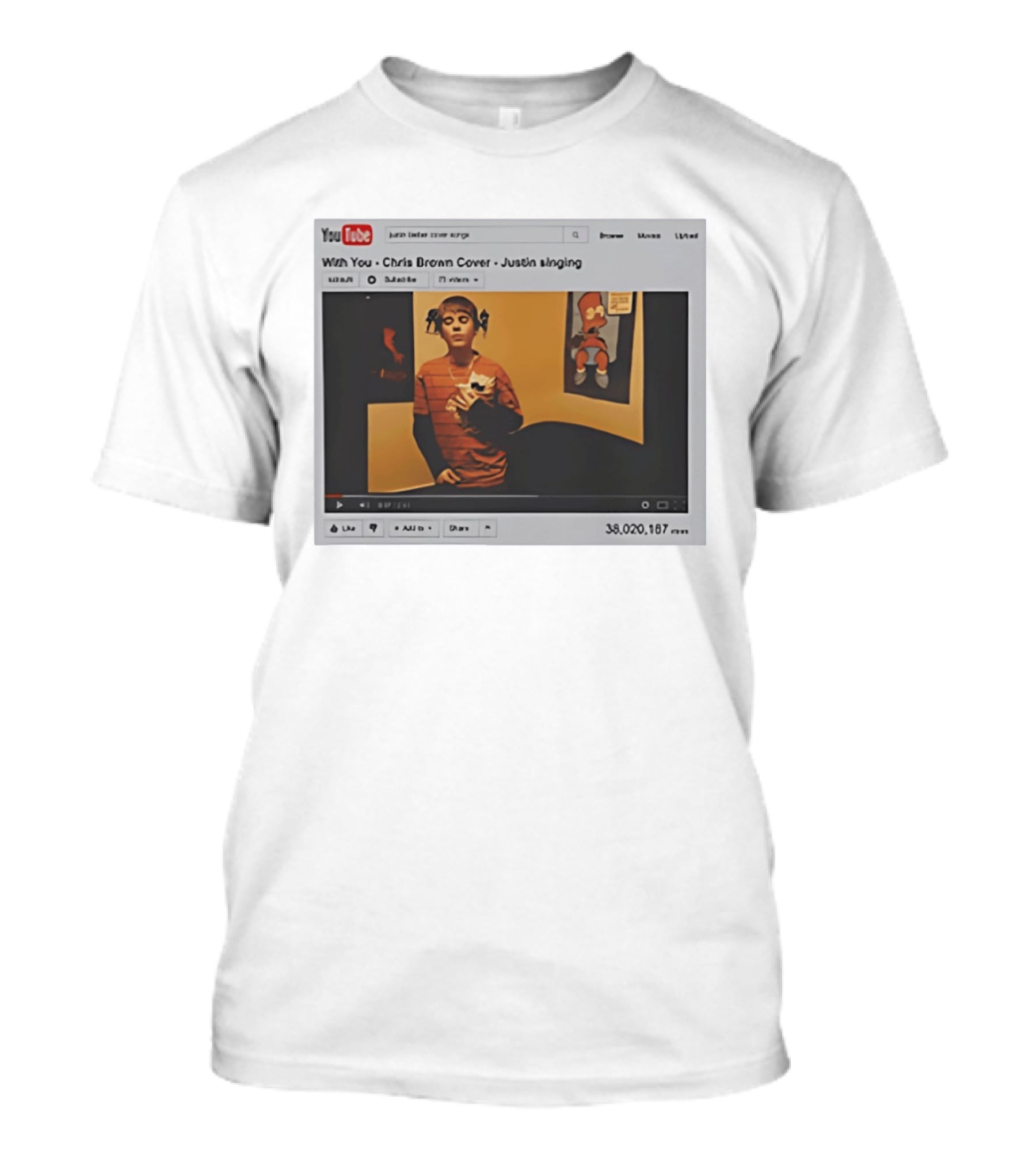 With You Chris Brown Cover Justin Singing YouTube Interface 38,020,167 Views T-Shirt