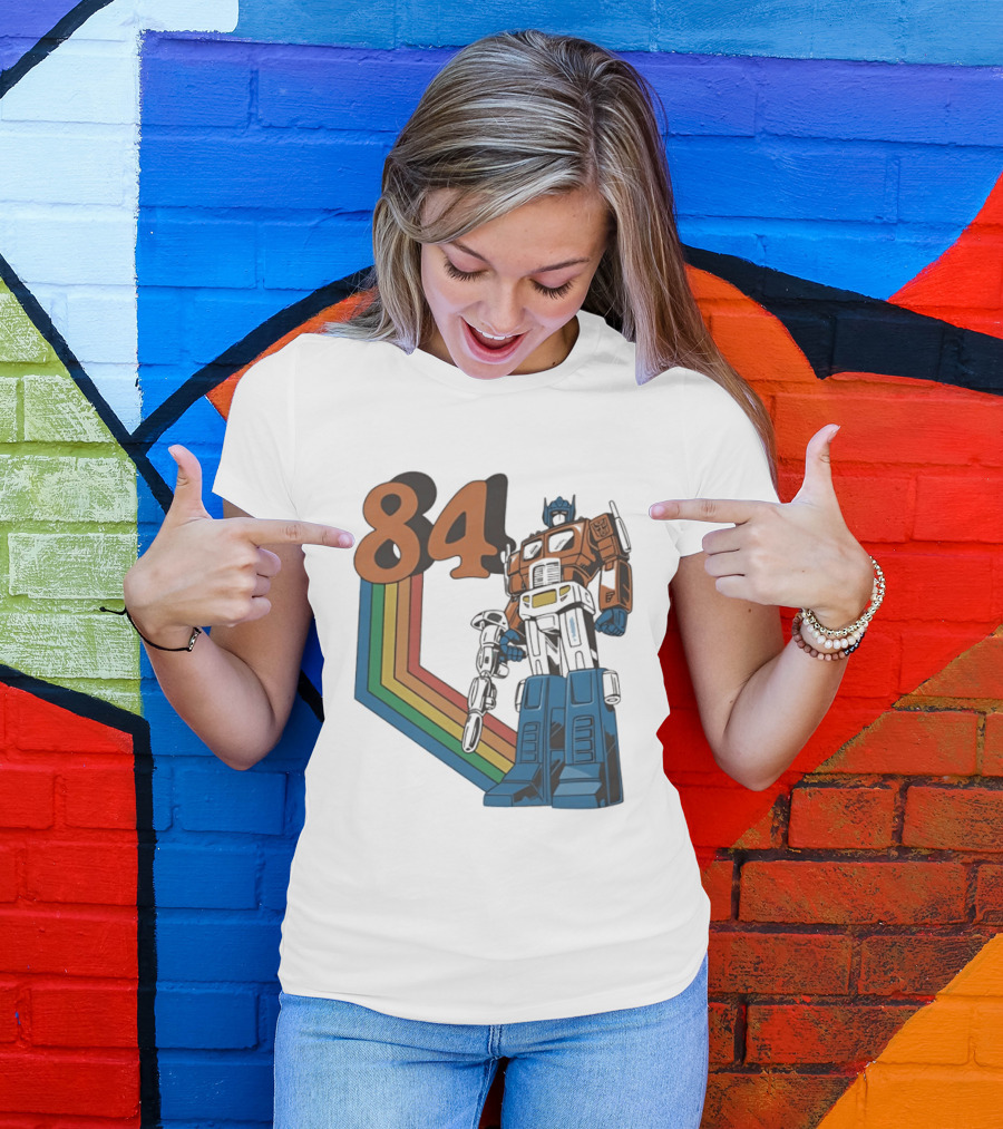 Optimus Prime 84 Retro Transformers Rainbow T-Shirt