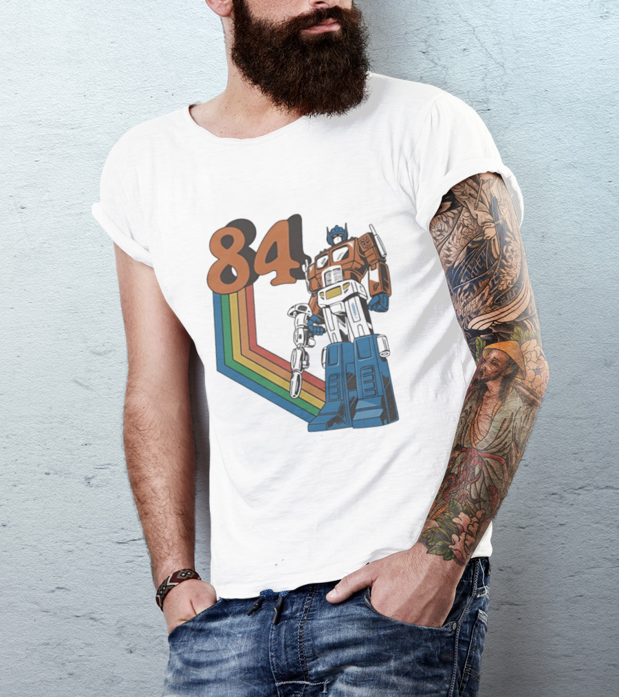 Optimus Prime 84 Retro Transformers Rainbow T-Shirt