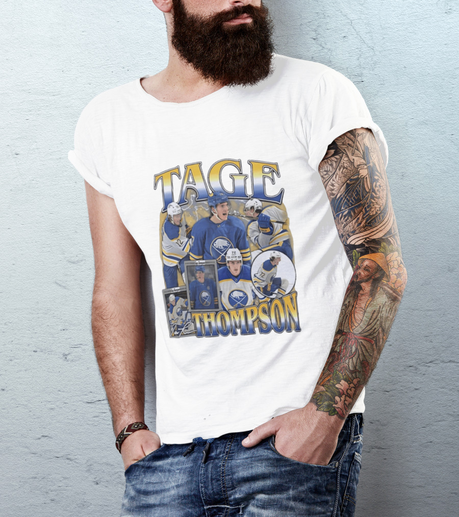 Tage Thompson 72 Buffalo Sabres Ice Hockey Player Action Collage T-Shirt