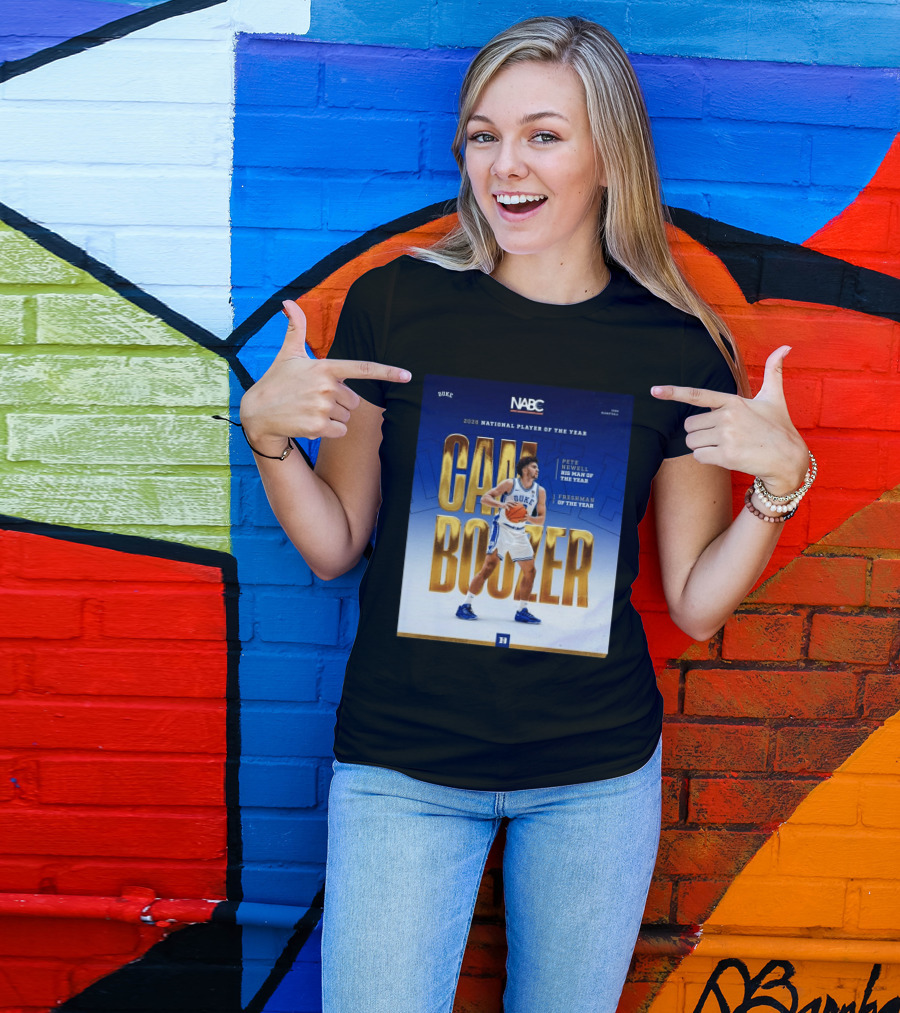 Duke Basketball Cameron Boozer 2026 National Player Pete Newell Big Man Freshman Of The Year T-Shirt