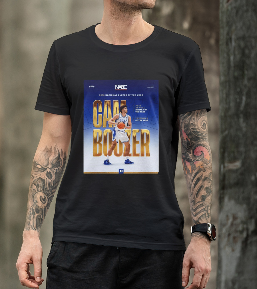 Duke Basketball Cameron Boozer 2026 National Player Pete Newell Big Man Freshman Of The Year T-Shirt