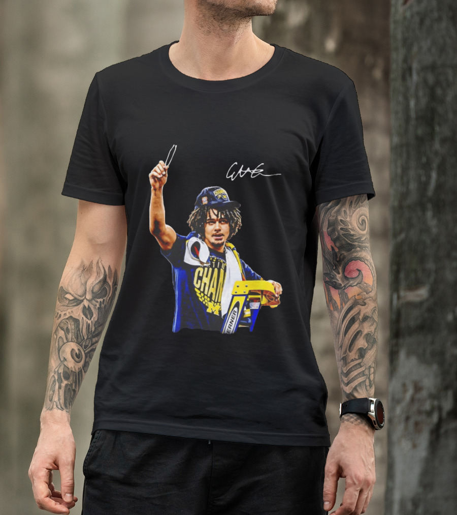 Elliot Cadeau Michigan Wolverines Natty Champ Victory Celebration T-Shirt