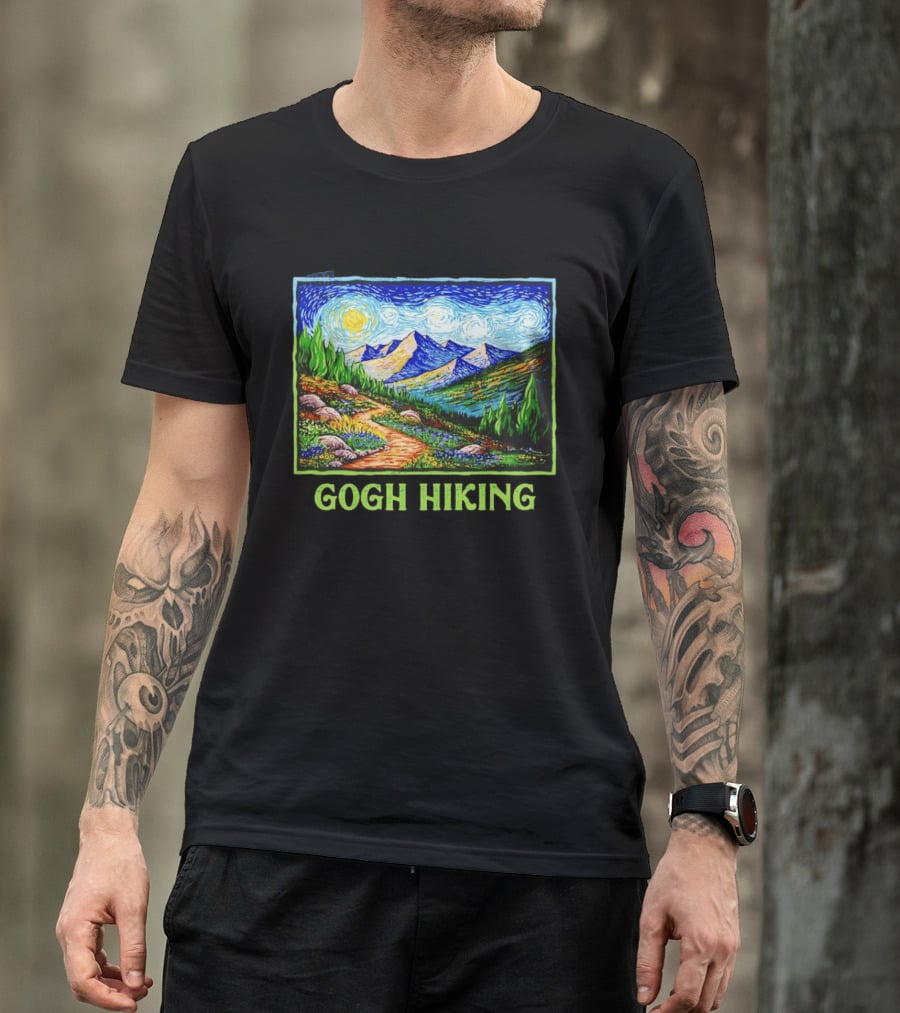 Van Gogh Starry Night Hiking Adventure T-Shirt