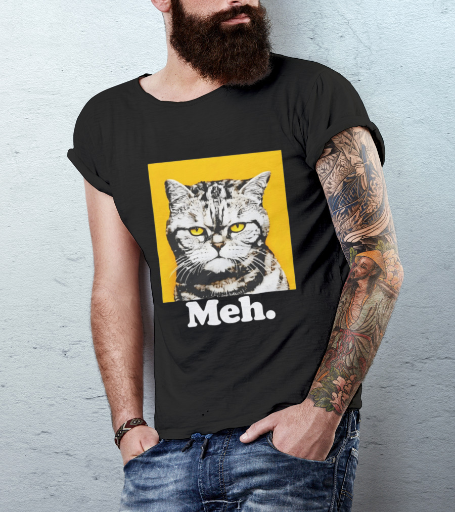 Meh Angry Cat With Yellow Eyes T-Shirt