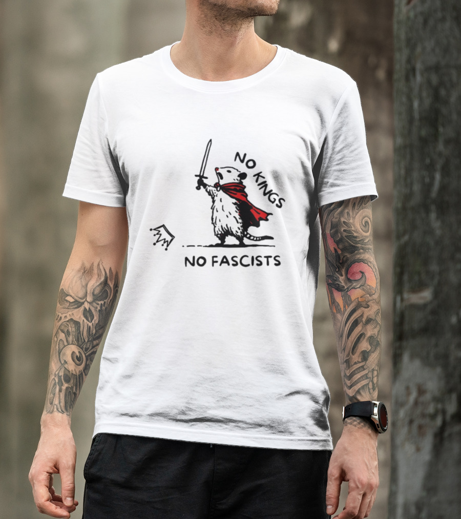 No Kings No Fascists Opossum Warrior Anti Trump Meme T-Shirt