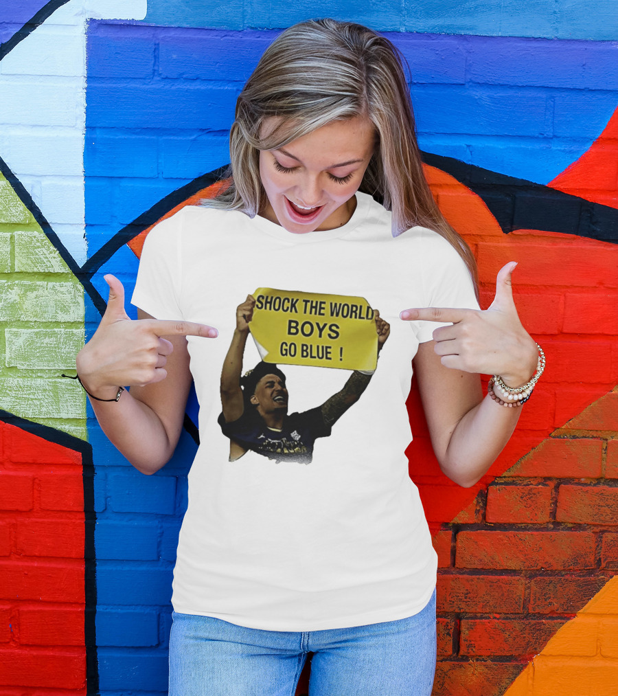 Shock The World Boys Go Blue Michigan Wolverines Basketball 2026 T-Shirt