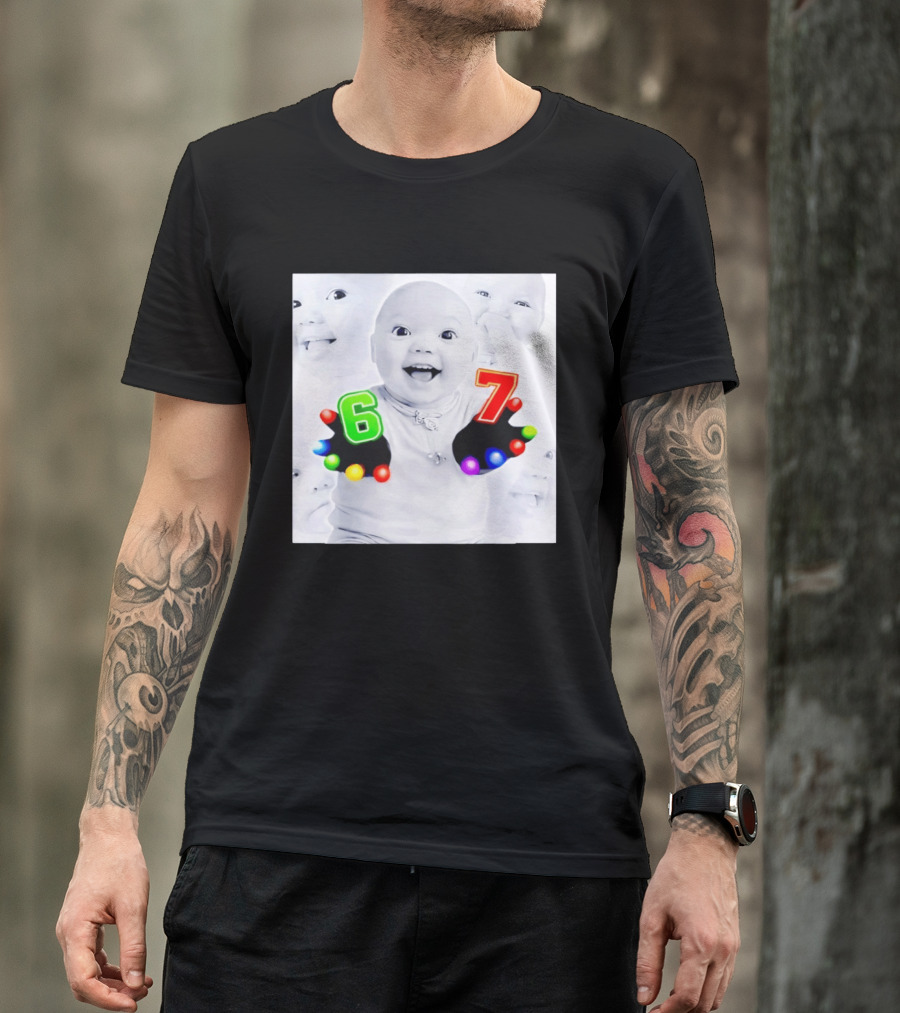 Gloving 67 Meme Baby With Light Up Six And Seven Numbers T-Shirt