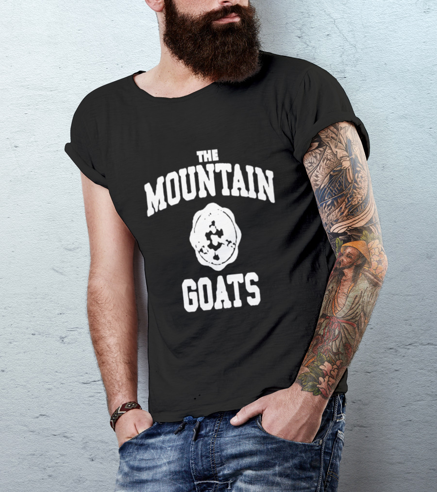 Mountain Goats Vintage White Text And Rose T-Shirt