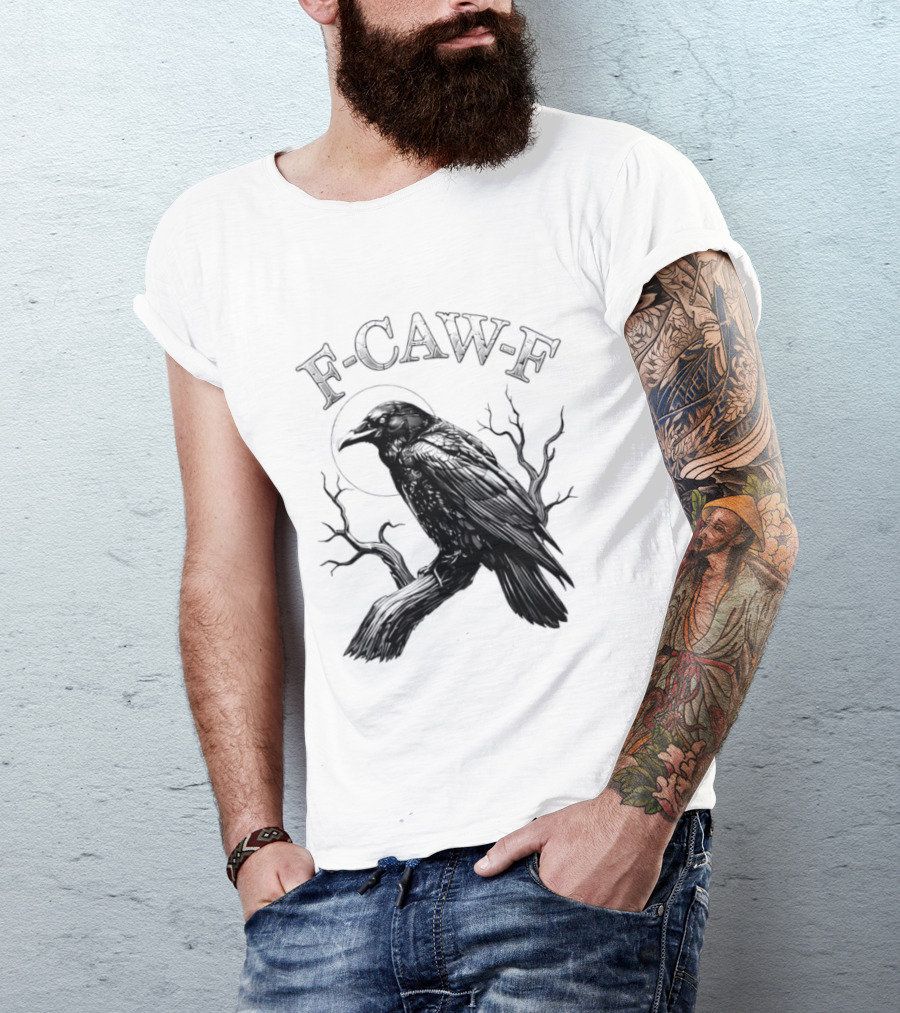 F Caw F Black Bird Moon Gothic Crow Humor T-Shirt