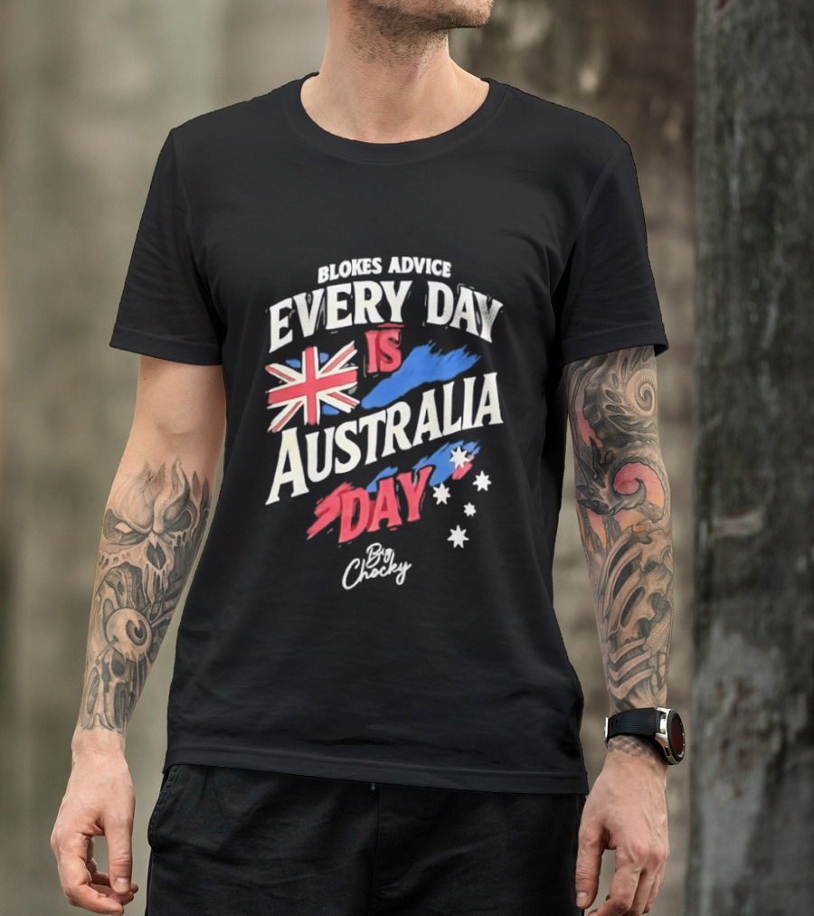 Blokes Advice Every Day Is Australia Day UK Flag By Chizy T-Shirt