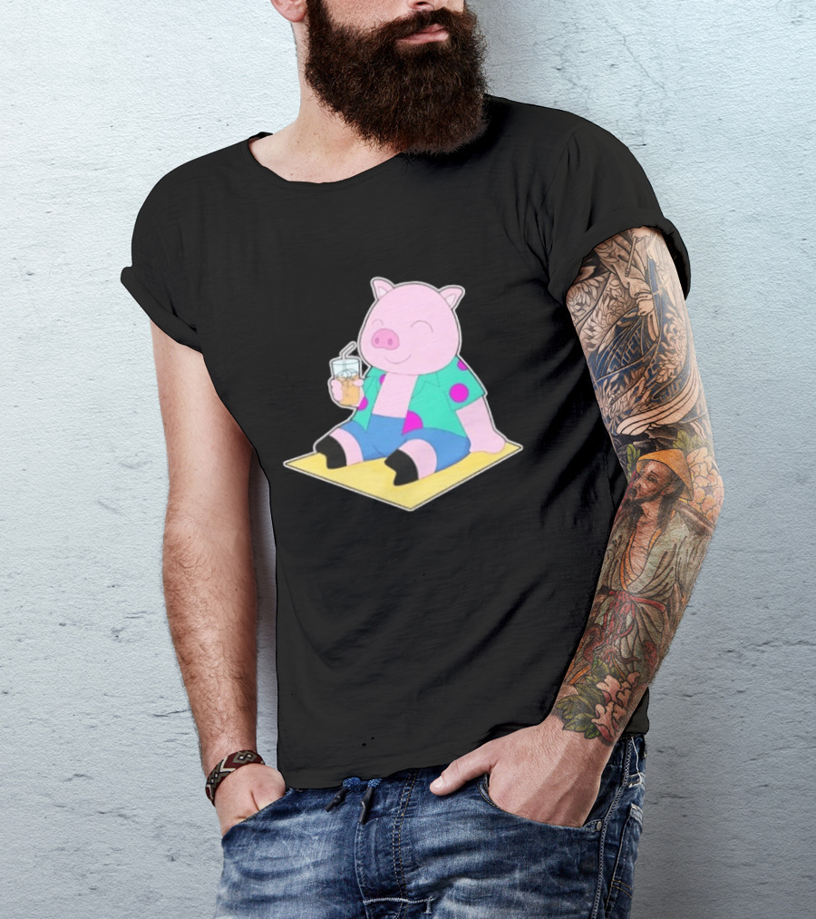 Pig Beach Beverage Summer Relaxation Fun T-Shirt