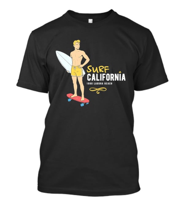 Surf California Laguna Beach Surfer Skateboard Vintage Vibes T-Shirt