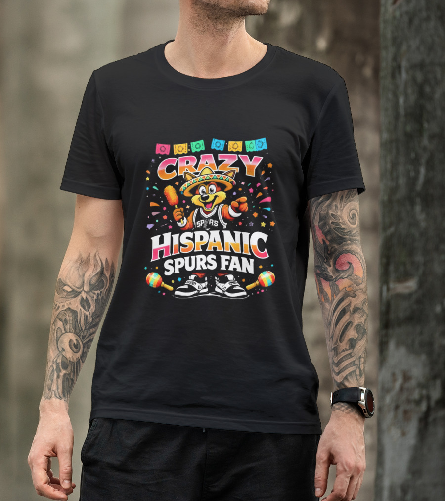Crazy Hispanic Spurs Fan Fiesta Coyote 2026 Basketball Game Day Mexico Celebration T-Shirt
