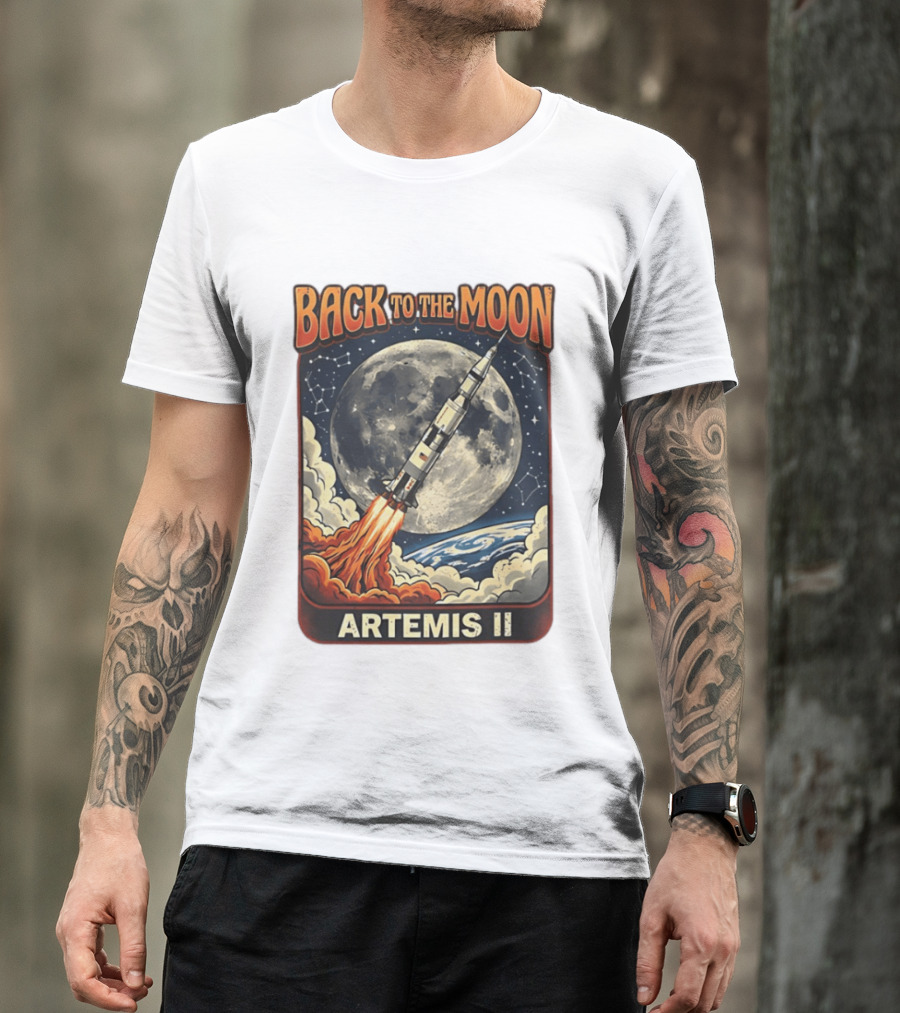 Back To The Moon Artemis II Rocket Launch Space Adventure T-Shirt
