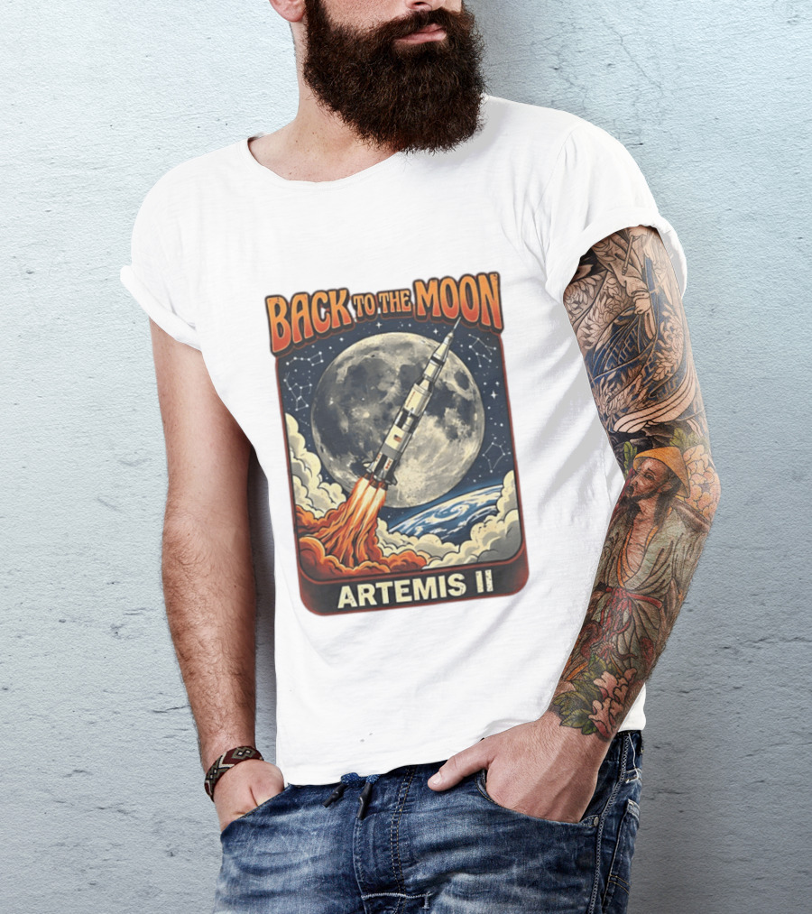 Back To The Moon Artemis II Rocket Launch Space Adventure T-Shirt