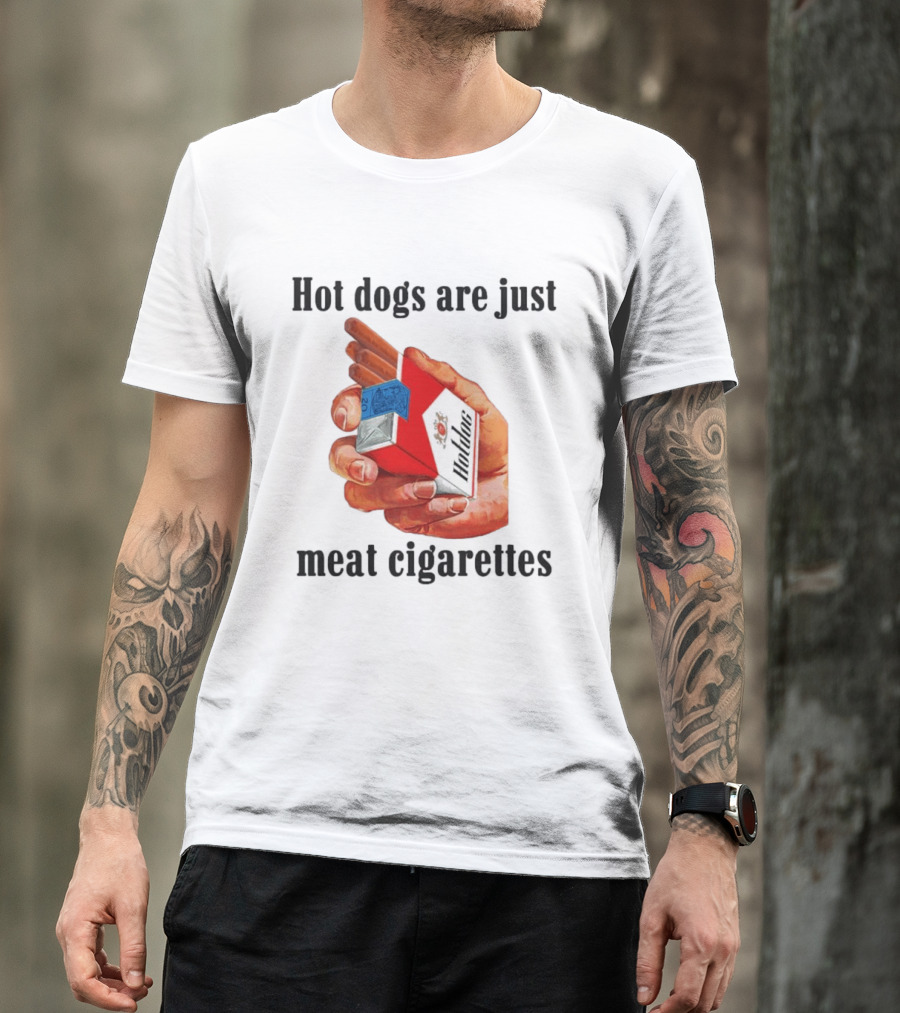 Hot Dogs Are Just Meat Cigarettes Parody Pack T-Shirt