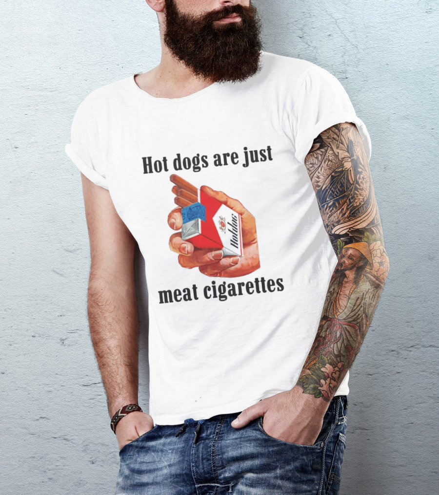Hot Dogs Are Just Meat Cigarettes Parody Pack T-Shirt
