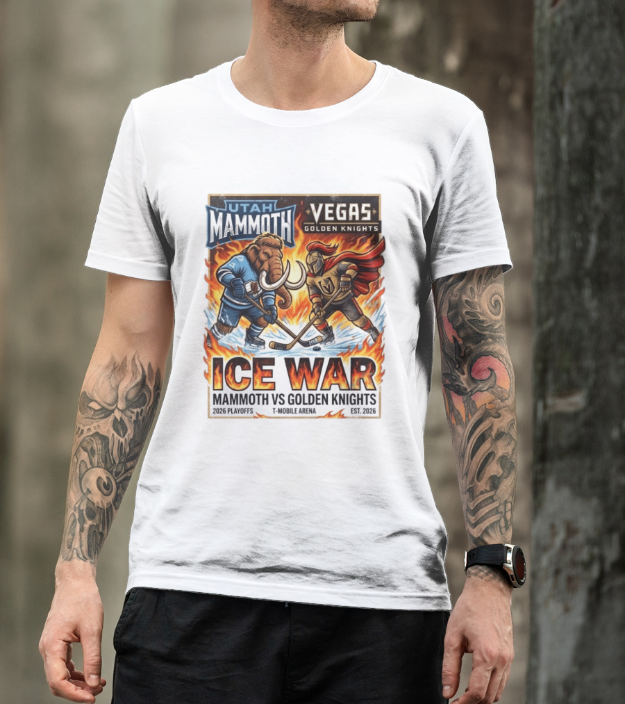 Utah Mammoth Vegas Golden Knights Ice War 2026 Playoffs Mobile Arena T-Shirt