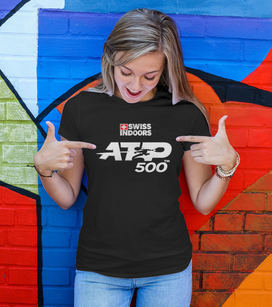 Swiss Indoors ATP 500 Tennis Tournament Logo With Swiss Cross T-Shirt