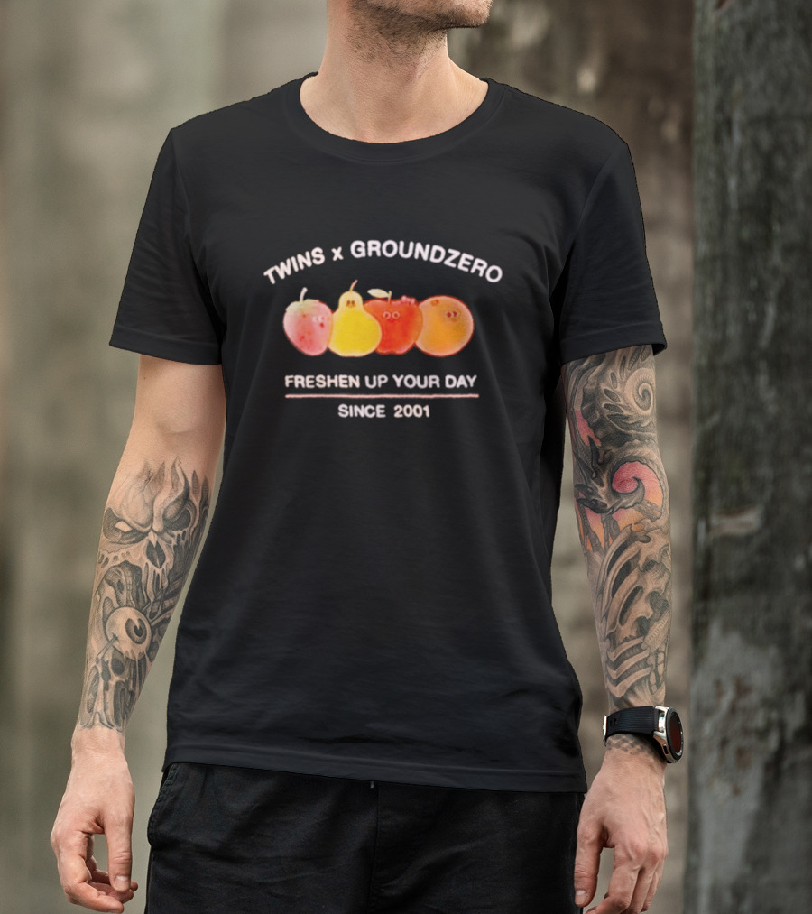 Twins X Groundzero Freshen Up Your Day Fruit Design Since 2001 T-Shirt