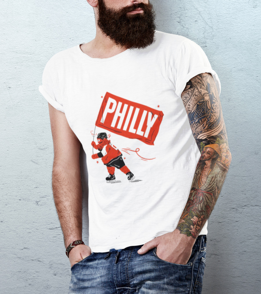 Gritty Philly Flag Philadelphia Flyers Hockey Rally Fan T-Shirt