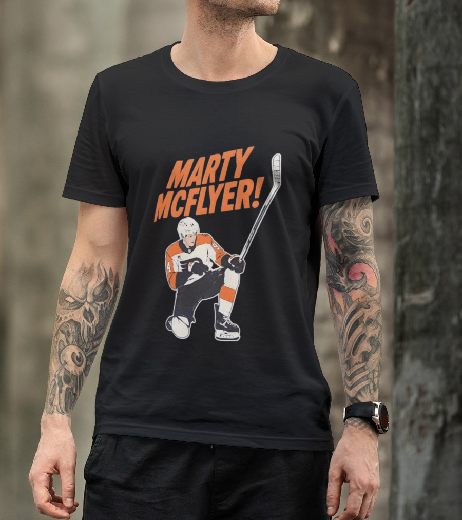 Marty McFlyer Philadelphia Flyers Hockey NHL 2026 Retro Mashup T-Shirt