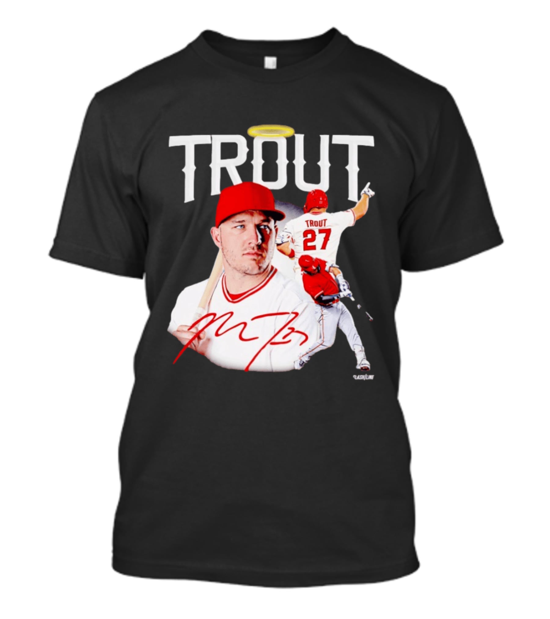 Mike Trout Los Angeles Angels 27 Halo Collage T-Shirt