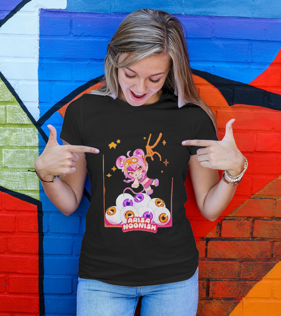 Playful Arisa Noonish With Seven Eyes Anime Character And Stars T-Shirt