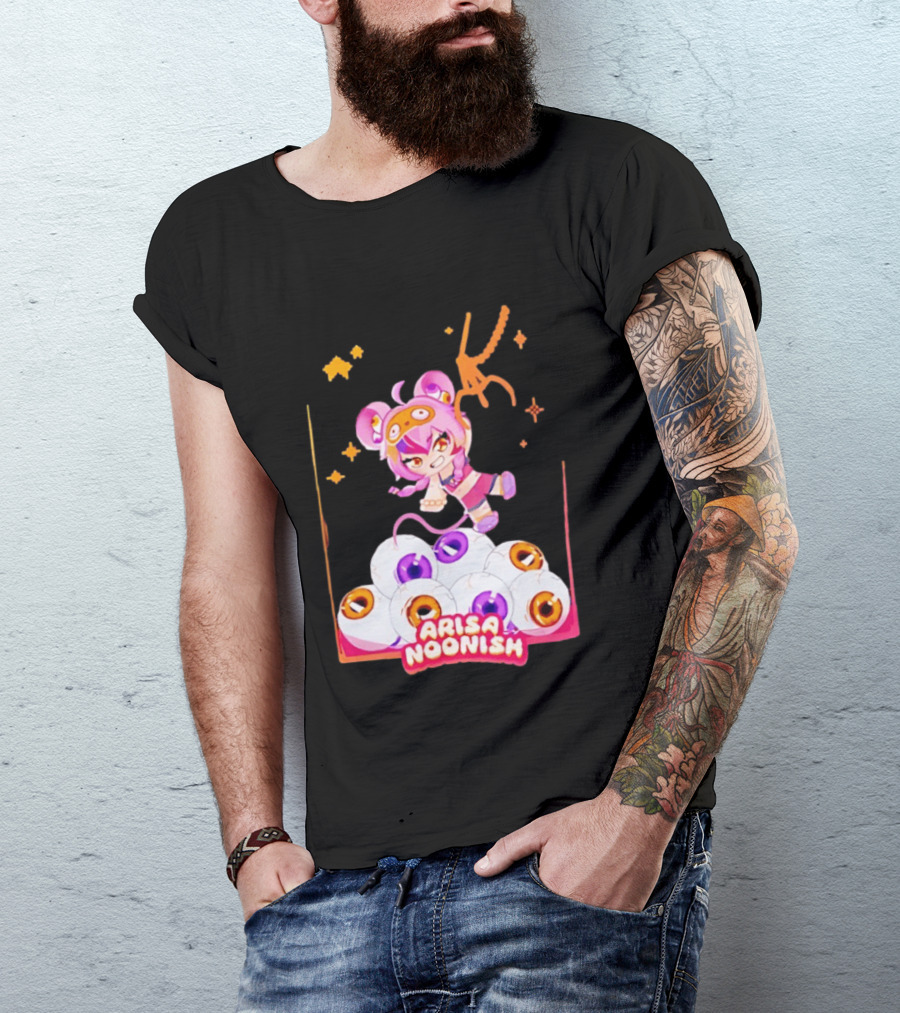Playful Arisa Noonish With Seven Eyes Anime Character And Stars T-Shirt