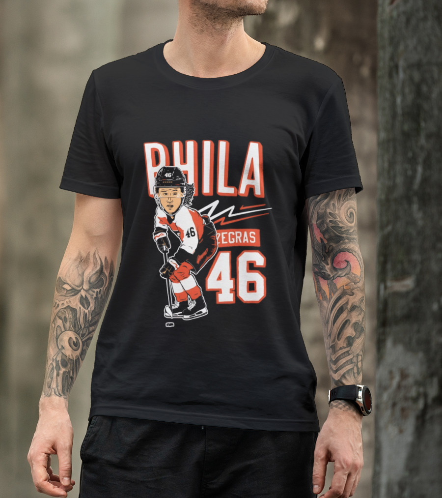 Phila Zegras 46 Caricature Philadelphia Flyers NHL Hockey 2026 T-Shirt
