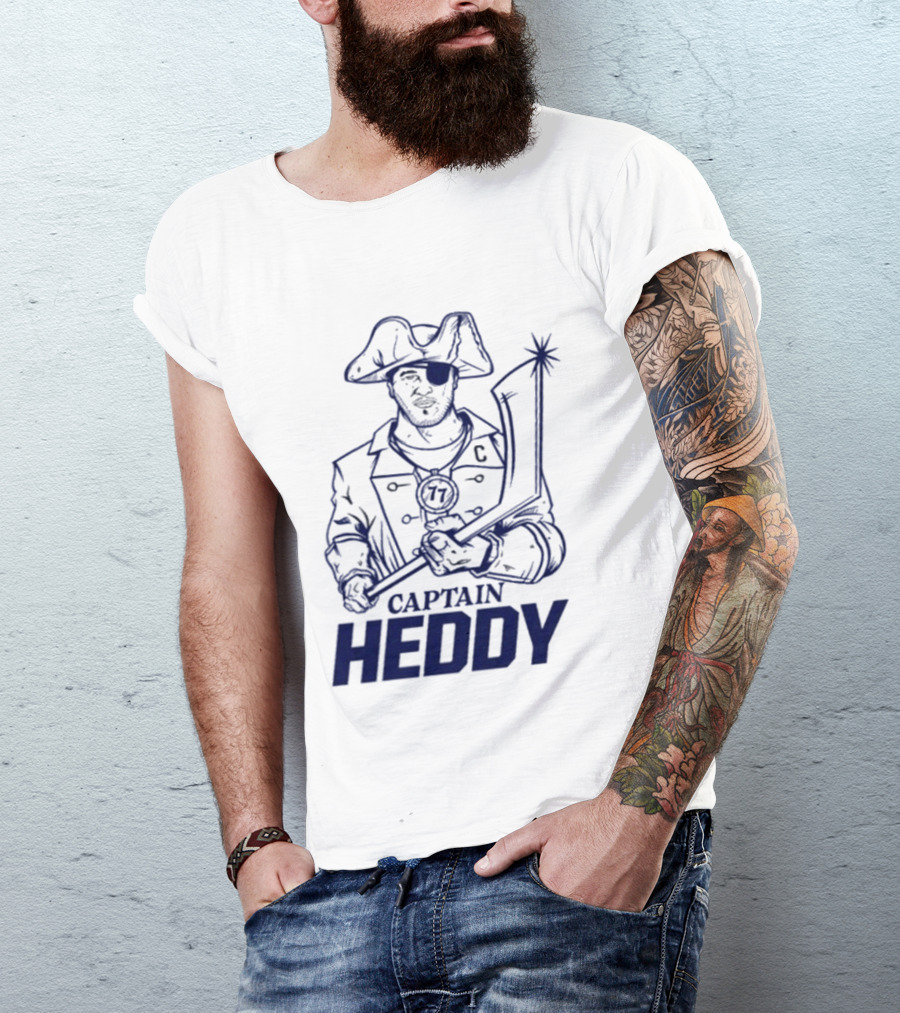 Captain Heddy C Logo Pirate Eye Patch Sword T-Shirt