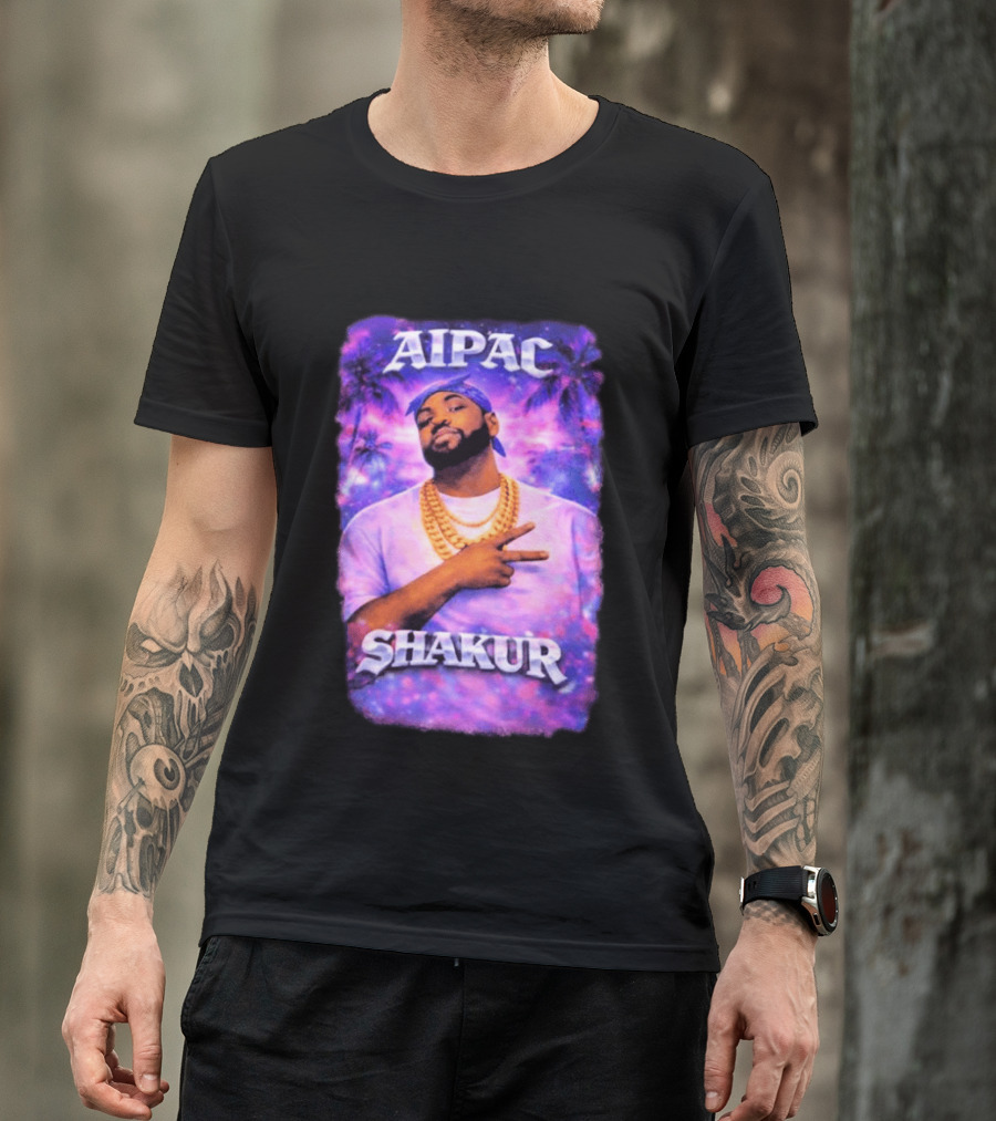 Aipac Shakur Bandana Chains Purple T-Shirt